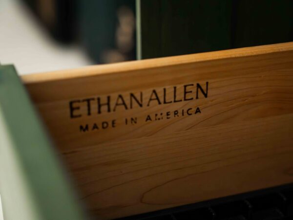 Ethan Allen Solid Wood Armoire – Green Finish with Natural Top - Image 4