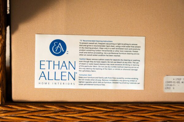 Ethan Allen Rattan Lounge Chair – Woven Frame with Cushions - Image 4