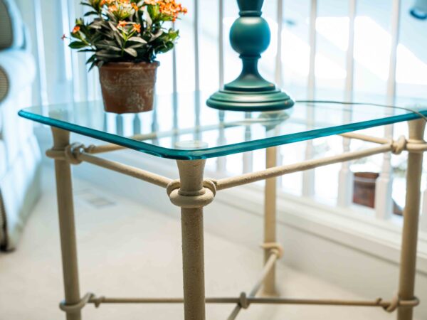 Ethan Allen Wrought Iron & Glass Coffee Table + End Table Set - Image 5