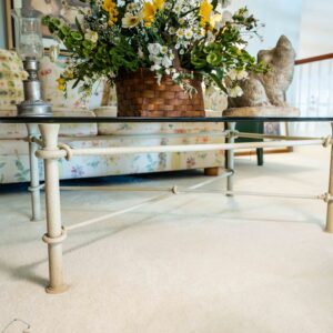 Ethan Allen Wrought Iron & Glass Coffee Table + End Table Set