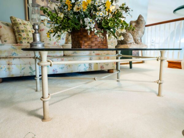 Ethan Allen Wrought Iron & Glass Coffee Table + End Table Set