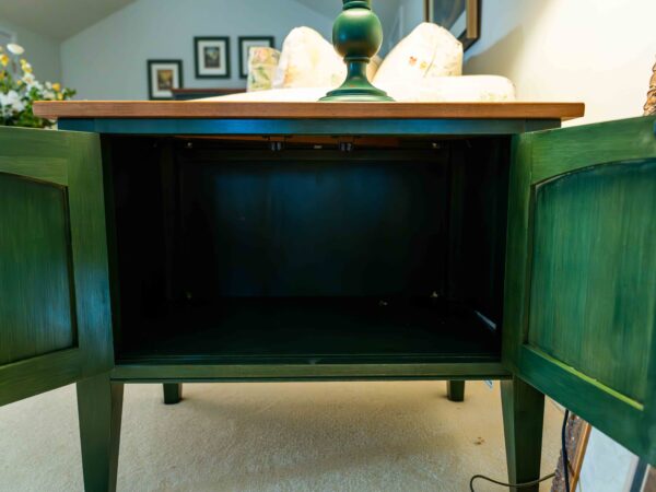 Ethan Allen Green Wooden End Table – Two-Door Storage - Image 5