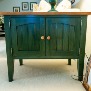 Ethan Allen Green Wooden End Table – Two-Door Storage