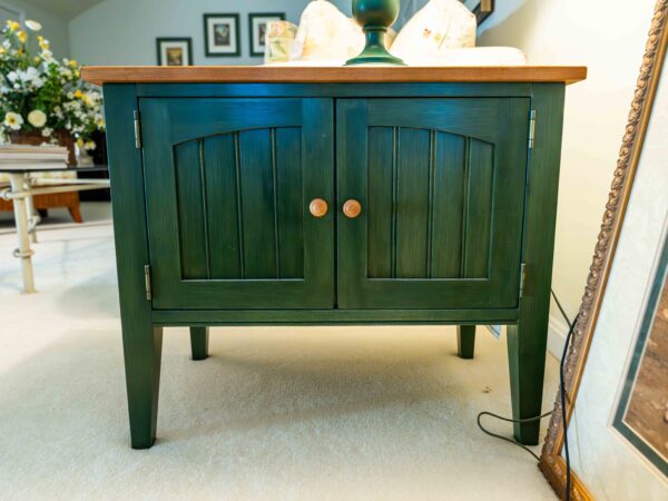 Ethan Allen Green Wooden End Table – Two-Door Storage