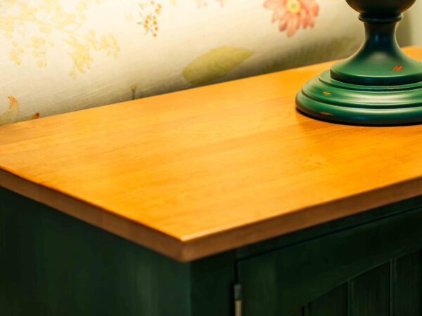 Ethan Allen Green Wooden End Table – Two-Door Storage - Image 3