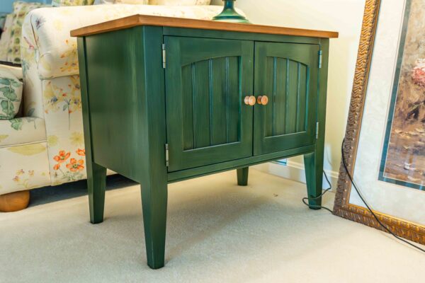 Ethan Allen Green Wooden End Table – Two-Door Storage - Image 2