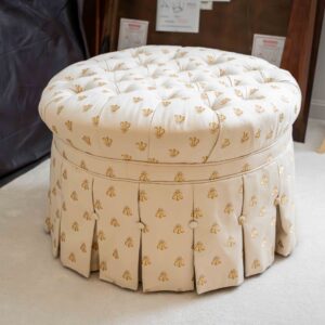 Ethan Allen Tufted Round Ottoman – Skirted Base