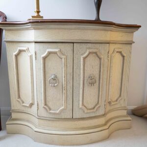 Ethan Allen Cream & Wood Credenza Cabinet – 2-Door Storage