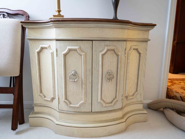 Ethan Allen Cream & Wood Credenza Cabinet – 2-Door Storage