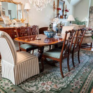 Ethan Allen Dining Table with 8 Chairs – Includes 2 Leaves (24” Each) & Table