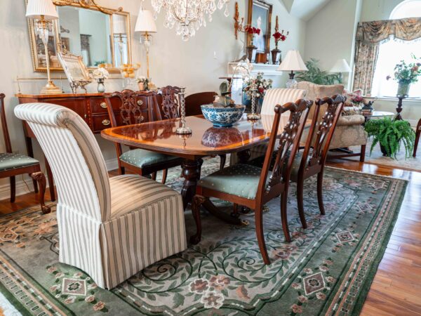 Ethan Allen Dining Table with 8 Chairs – Includes 2 Leaves (24” Each) & Table