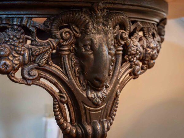 Round Marble Top Table with Ornate Wrought Iron Base – 36” Diameter - Image 6