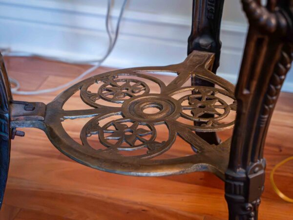 Round Marble Top Table with Ornate Wrought Iron Base – 36” Diameter - Image 5