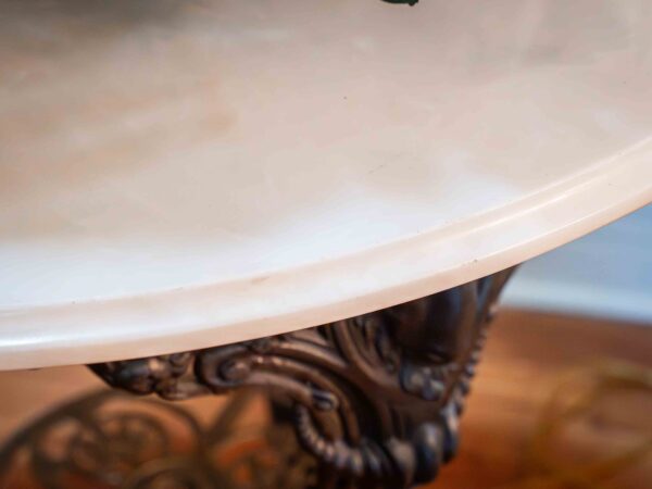 Round Marble Top Table with Ornate Wrought Iron Base – 36” Diameter - Image 4
