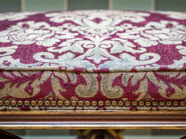 Ethan Allen Upholstered Ottoman – Wooden X-Base, 24” Wide - Image 4