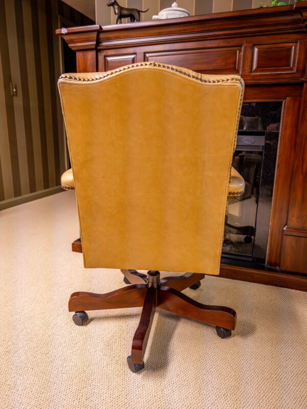 Ethan Allen Tufted Leather Office Chair – Swivel Base with Casters - Image 5