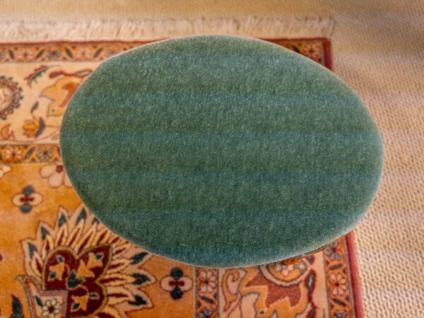 Antique Green Velvet Upholstered Chair with Matching Ottoman - Image 7