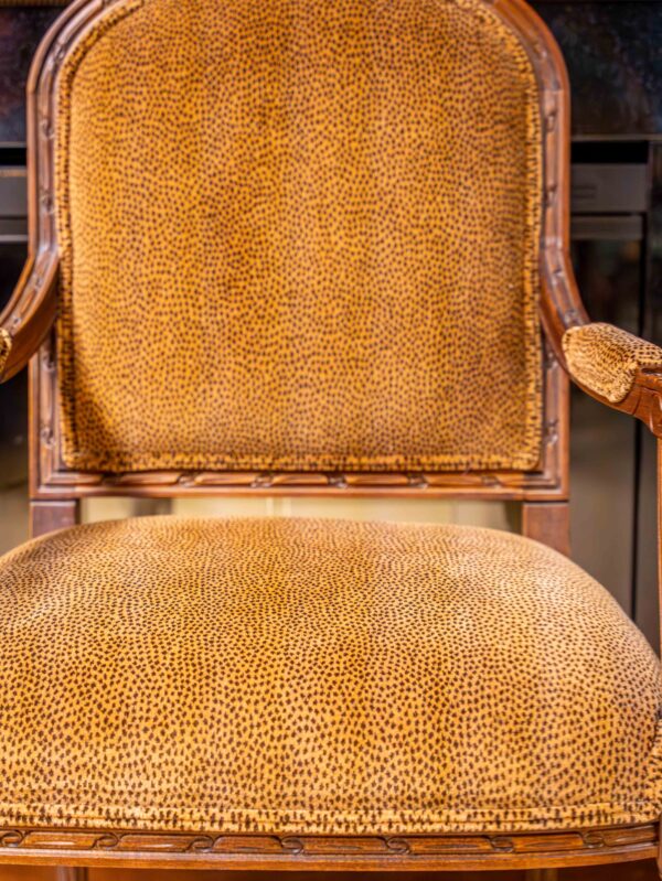 Ethan Allen Carved Wood Accent Chair – Cheetah Print Upholstery - Image 3