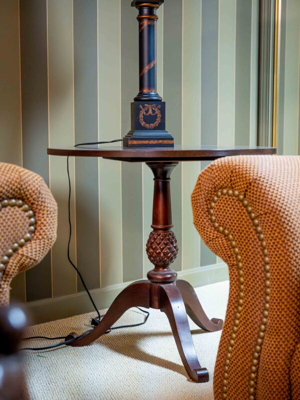 Ethan Allen Round Top End Table – Carved Pedestal Base - Image 2