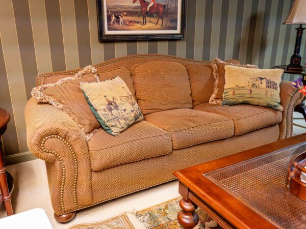 Ethan Allen Upholstered Sofa – Rolled Arms with Nailhead Trim, 89” Wide - Image 3