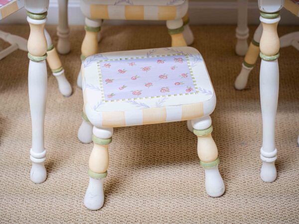 Ethan Allen Hand-Painted Kids Table Set – Includes 2 Chairs & 2 Stools - Image 3