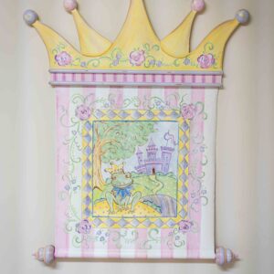 Ethan Allen Hand-Painted Princess Wall Hanging – Crown Design, 40” Tall