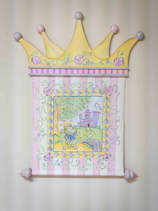 Ethan Allen Hand-Painted Princess Wall Hanging – Crown Design, 40” Tall