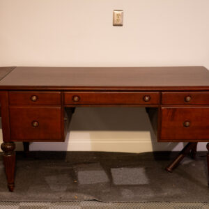 Ethan Allen Wooden Executive Desk with Drop-Leaf Wings – 81.5” Extended