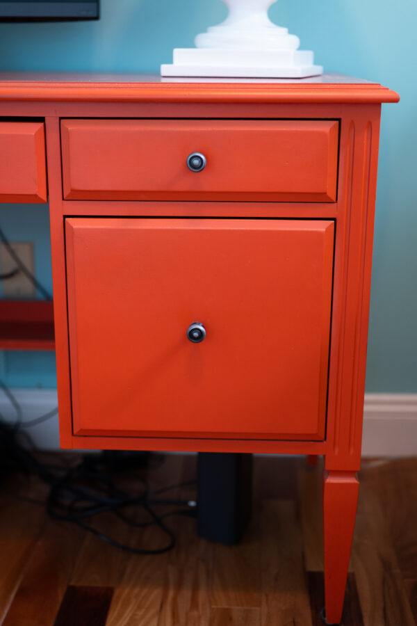 Ethan Allen Painted Desk – Bold Orange Finish, 48” - Image 5