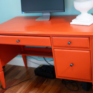 Ethan Allen Painted Desk – Bold Orange Finish, 48”