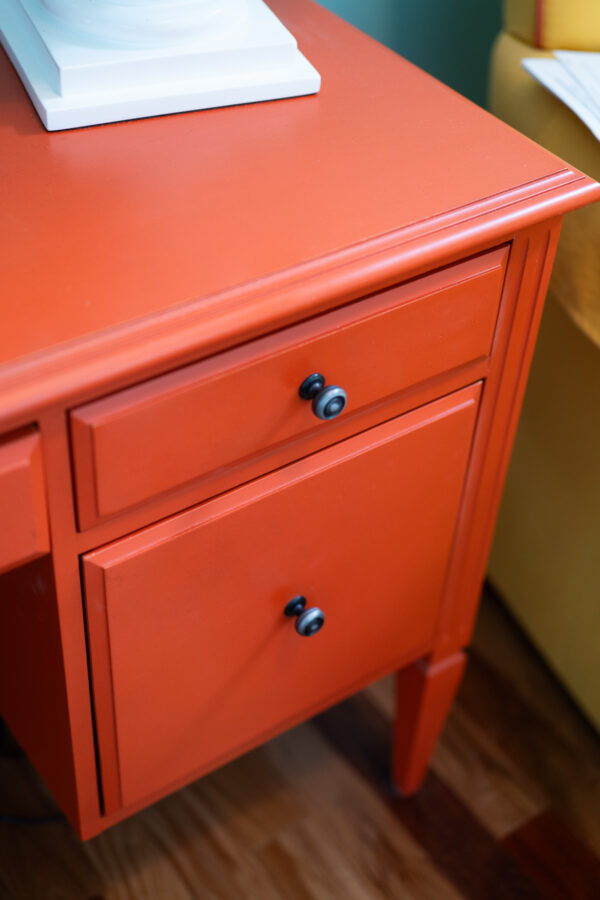 Ethan Allen Painted Desk – Bold Orange Finish, 48” - Image 3