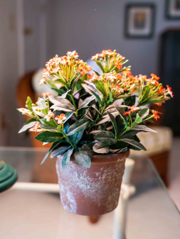 Faux Potted Plant in Rustic Clay Pot – 9”