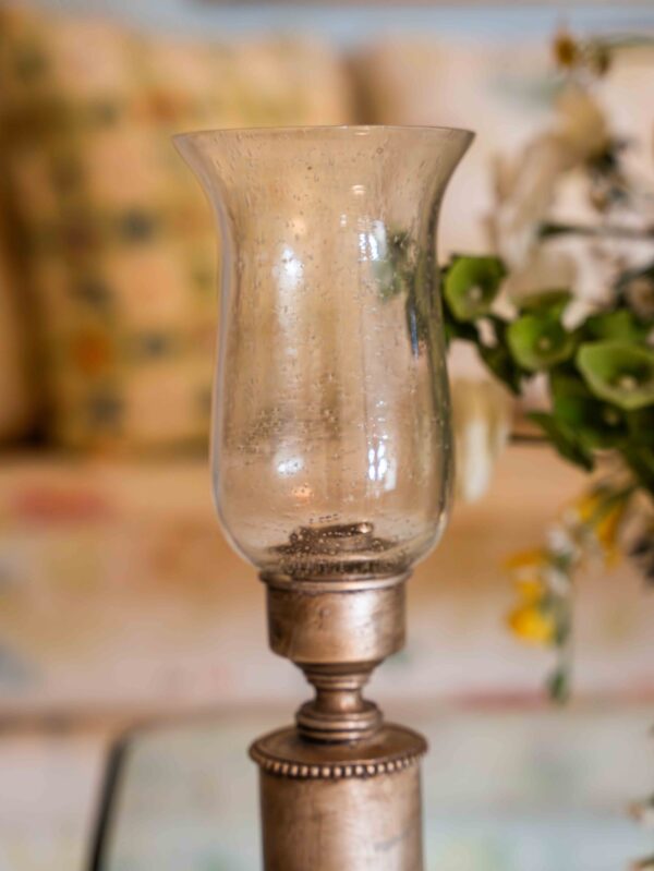 Ethan Allen Ornate Candle Holder with Glass Hurricane – 12.5” - Image 2