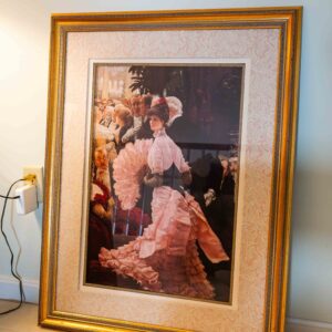 Ethan Allen Framed Print – Elegant Woman in Pink Dress – 35.5” x 27.5”