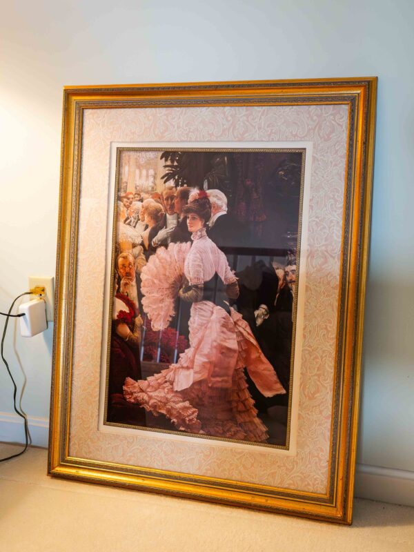 Ethan Allen Framed Print – Elegant Woman in Pink Dress – 35.5” x 27.5”