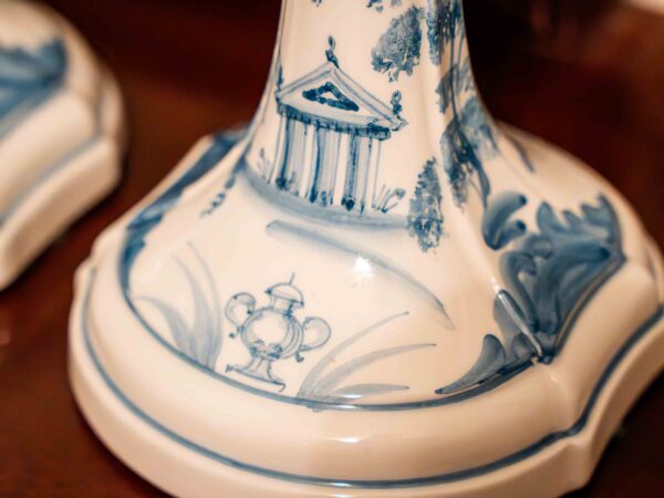 Ethan Allen Blue & White Porcelain Candlestick Set – 10” - Image 4