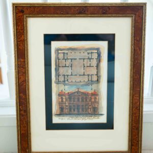 Ethan Allen “Villa Con Piant” Framed Architectural Print – 16” x 20.5”