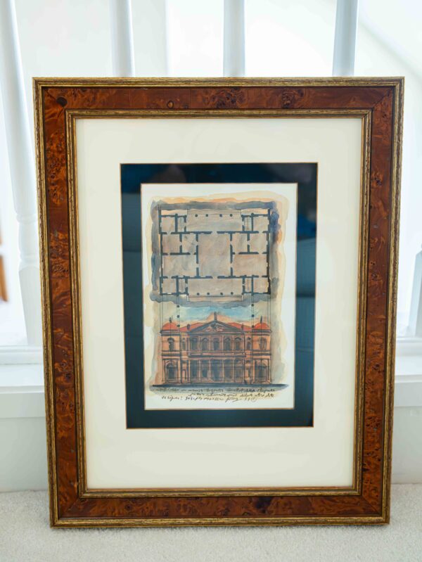 Ethan Allen “Villa Con Piant” Framed Architectural Print – 16” x 20.5”