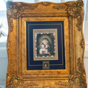 Framed Madonna & Child Print with USPS Stamp – 16.5” x 14.5”
