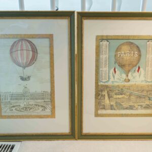 Ethan Allen Hot Air Balloon Print Set – Framed Pair (18.25” x 23.25” Each)