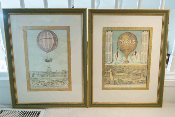 Ethan Allen Hot Air Balloon Print Set – Framed Pair (18.25” x 23.25” Each)