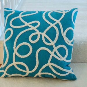 Blue & White Rope Design Decorative Pillow – 16”