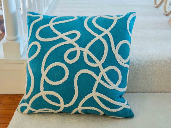 Blue & White Rope Design Decorative Pillow – 16”