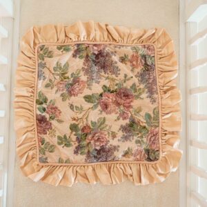Floral Decorative Cover with Ruffled Trim – 32” x 32”