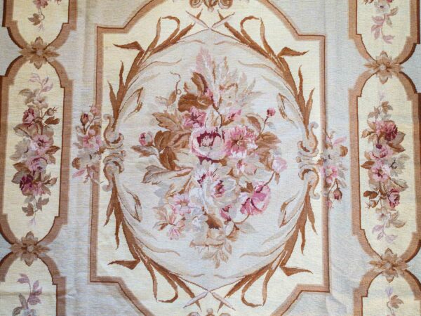 Vintage Needlepoint Rug with Floral Design – 72” x 110” - Image 2