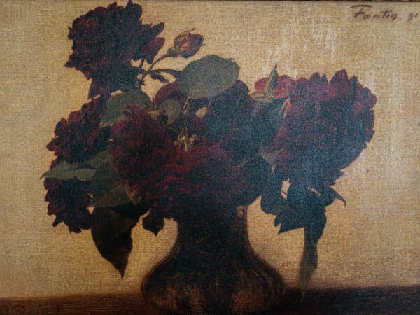 Framed Oil Painting – Red Roses in Vase – 32.5” x 25.5” - Image 2