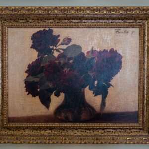 Framed Oil Painting – Red Roses in Vase – 32.5” x 25.5”