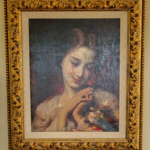 Ethan Allen Painting – Victorian Girl with Flowers – 29” x 24”
