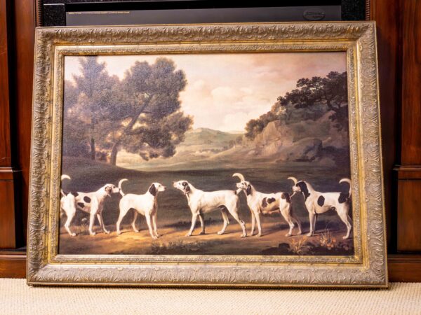 Ethan Allen “Fox Hounds Landscape” – Framed Hunting Scene