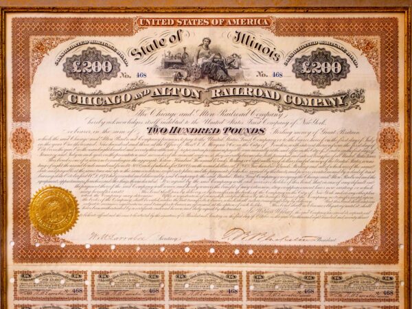 Chicago & Alton Railroad Company Bond – Framed (c. 19th Century) - Image 3